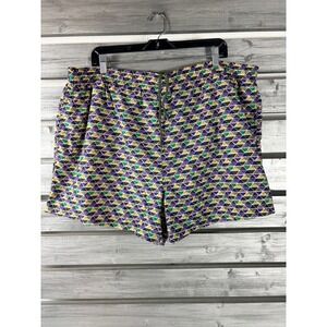 Pacific Connections Mens XL Swim Trunks Geometric Triangle Purple Green Vintage